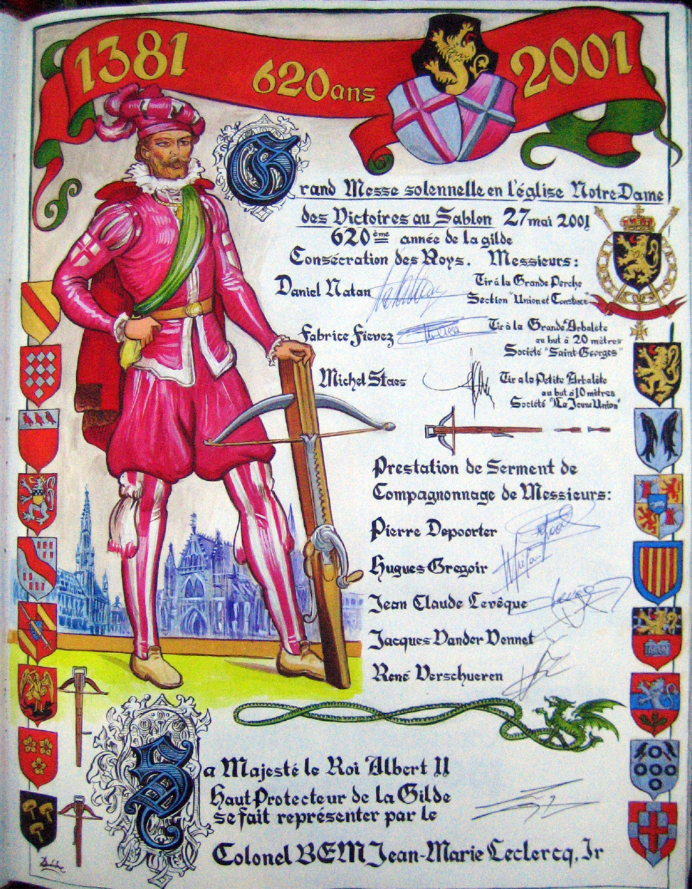 Gastenboek van de Grand Serment Royal et de Saint-Georges des Arbalétriers de Bruxelles
