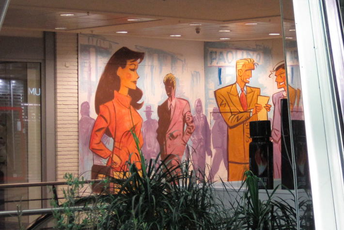 Guy Dedecker muurschildering in winkelcentrum
