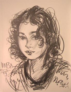 Portrait à la mine graphite par Guy Dedecker