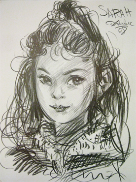 Portrait à la mine graphite par Guy Dedecker